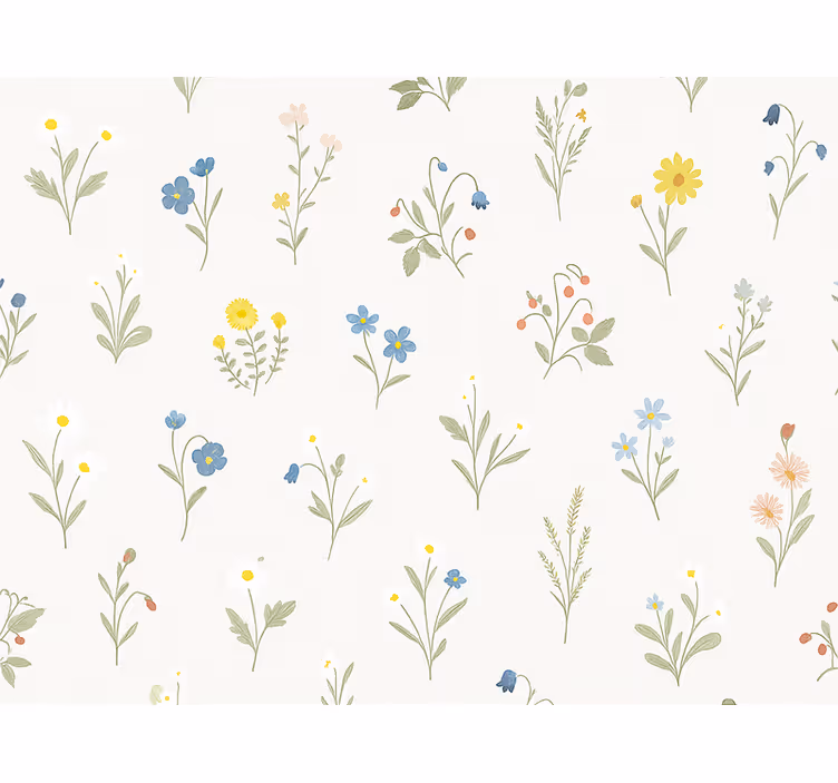 Papel pintado infantil patrón botánico simple - TenVinilo