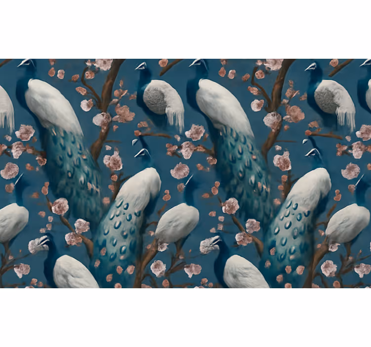 Papel pintado dormitorio matrimonio pavos reales elegantes - TenVinilo