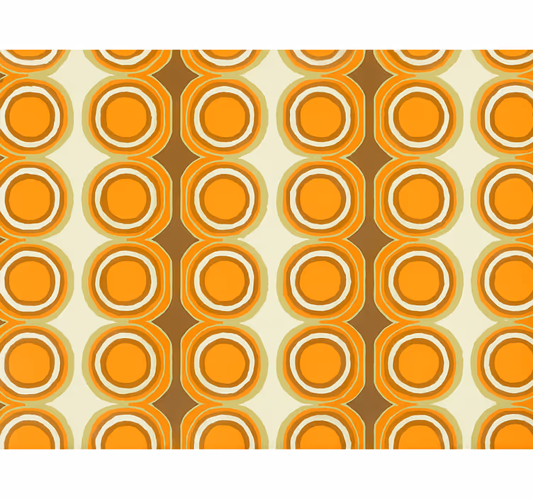 Papel pintado salón diseño de círculos naranjas retro - TenVinilo