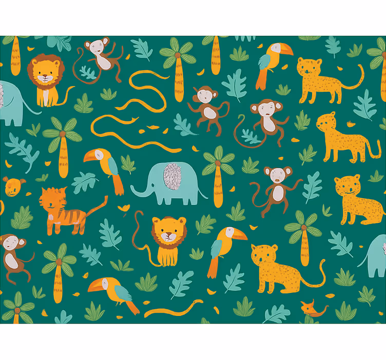Papel pintado infantil diseño de jungla sencillo y tierno - TenVinilo