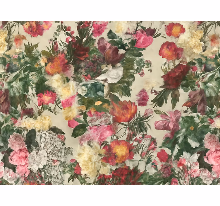 Papel pintado dormitorio matrimonio diseño flores vintage - TenVinilo