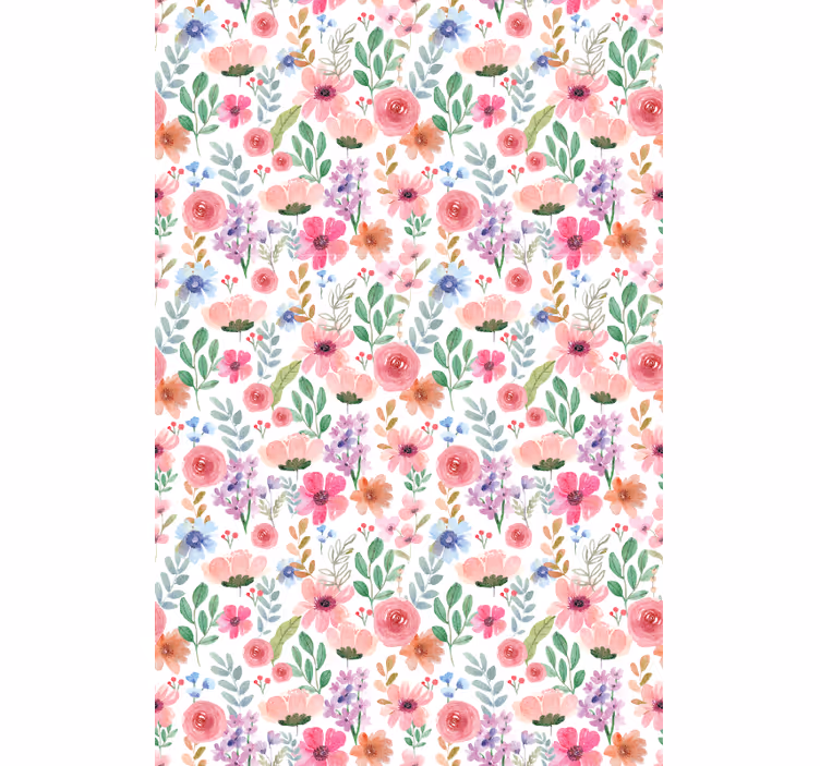 Papel pintado flores multicolor - TenVinilo