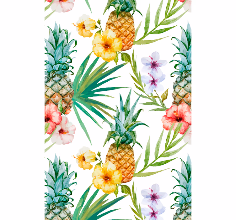 Papel pintado flores piña pintada - TenVinilo