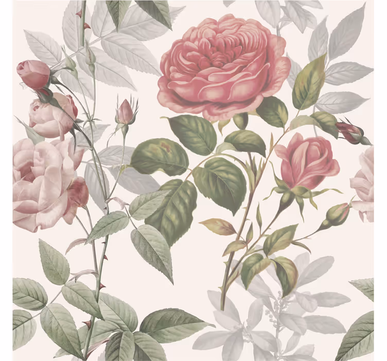 Papel pintado flores diseño de rosas - TenVinilo