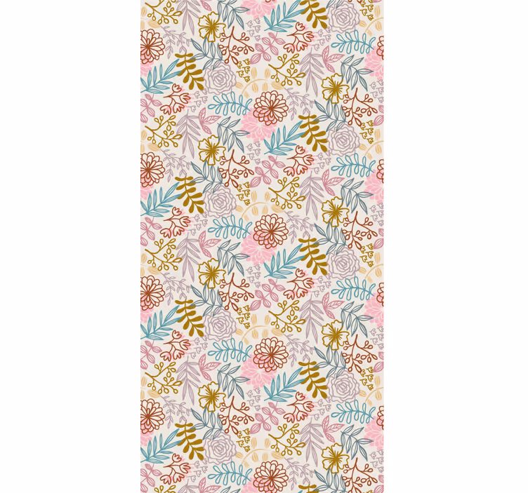 Papel pintado flores dibujo lineal multicolor - TenVinilo