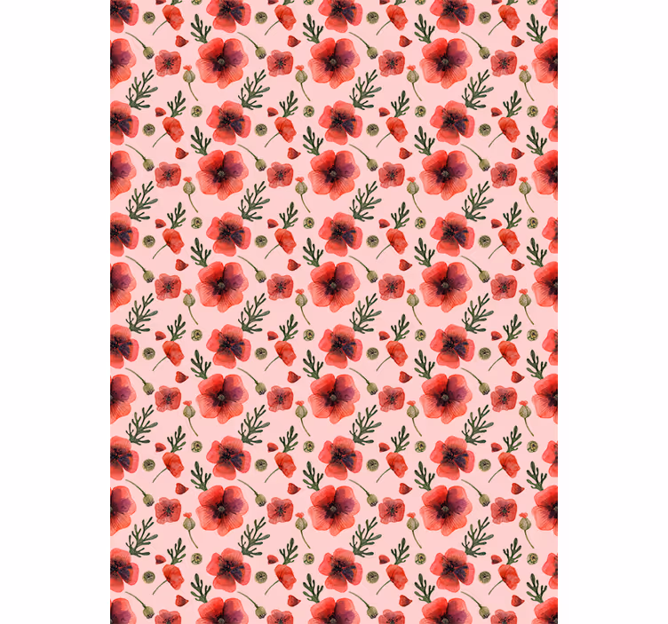 Papel pintado flores amapolas acuareladas - TenVinilo
