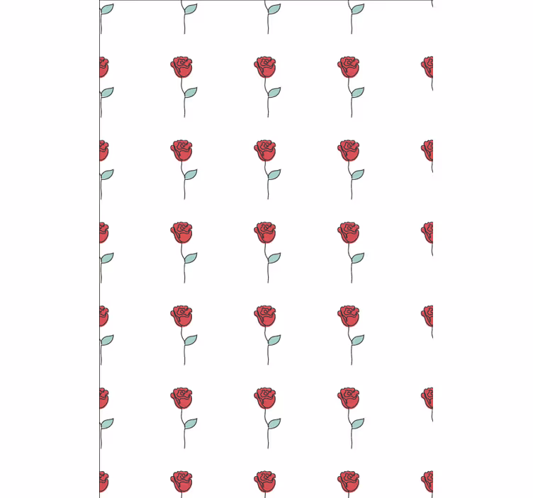 Papel pintado flores diseño de arte lineal rosa roja - TenVinilo