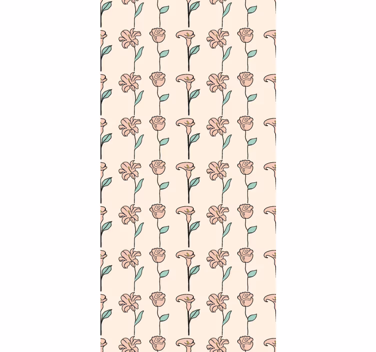 Papel pintado floral diseño original flores minimalistas - TenVinilo