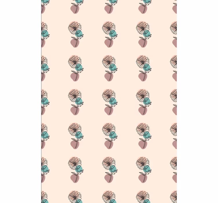 Papel pintado floral diseño artístico de flores margarita - TenVinilo