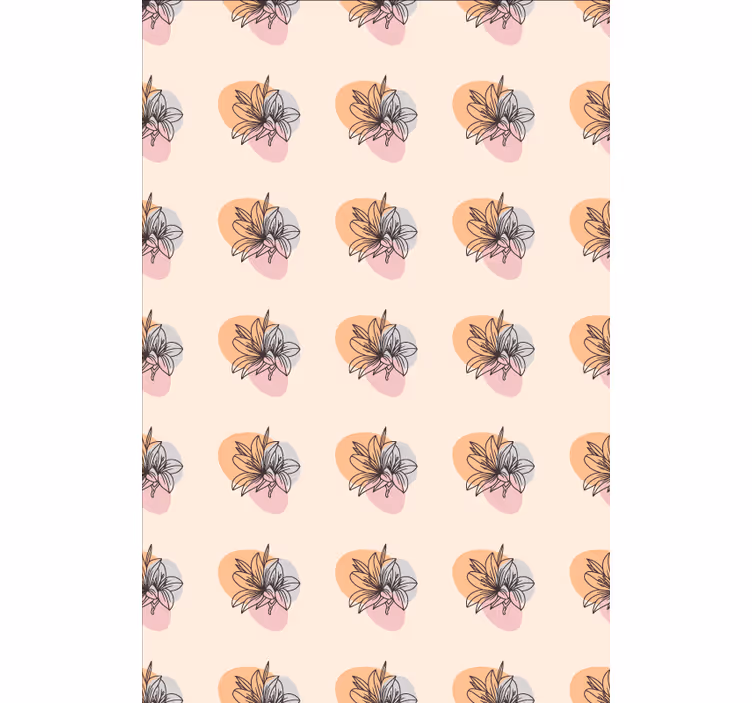 Papel pintado floral diseño minimalista de flores - TenVinilo