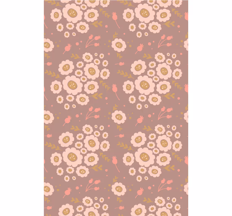 Papel pintado floral con patrón de arte popular pastel - TenVinilo