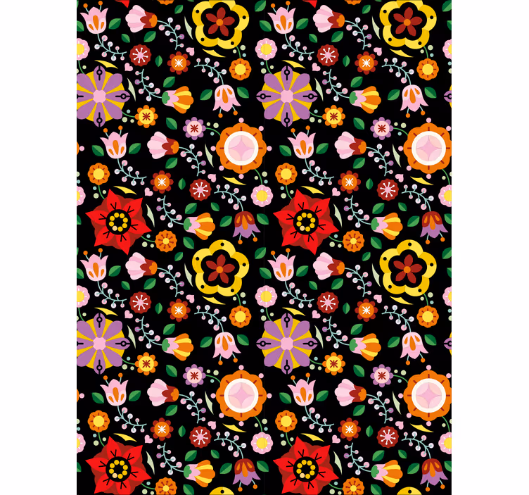 Papel pintado floral patrones folclóricos polacos - TenVinilo