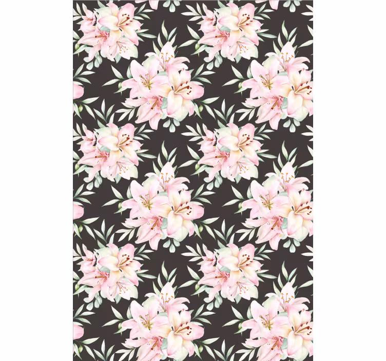 Papel pintado floral lirios en acuarela - TenVinilo
