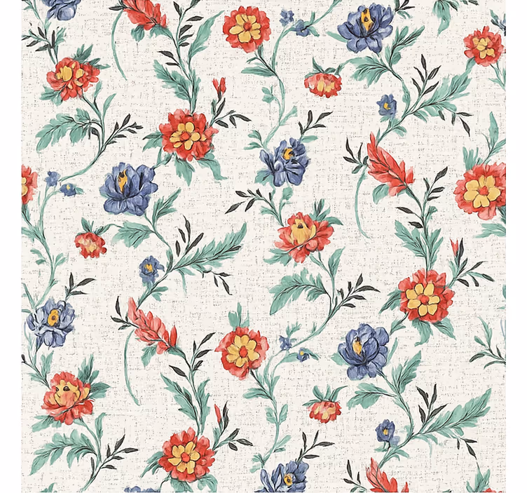 Papel pintado dormitorio diseño de flores retro - TenVinilo
