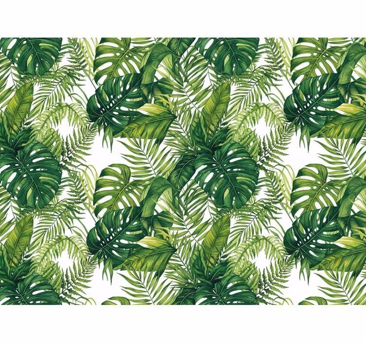Papel pintado cocina hojas verdes de selva - TenVinilo