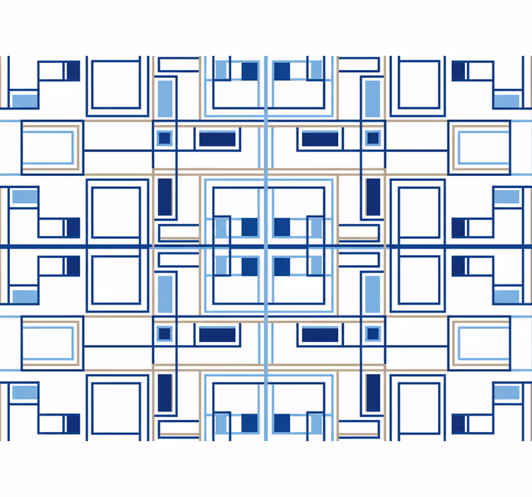 Papel pintado cuadros formas geométricas azules - TenVinilo