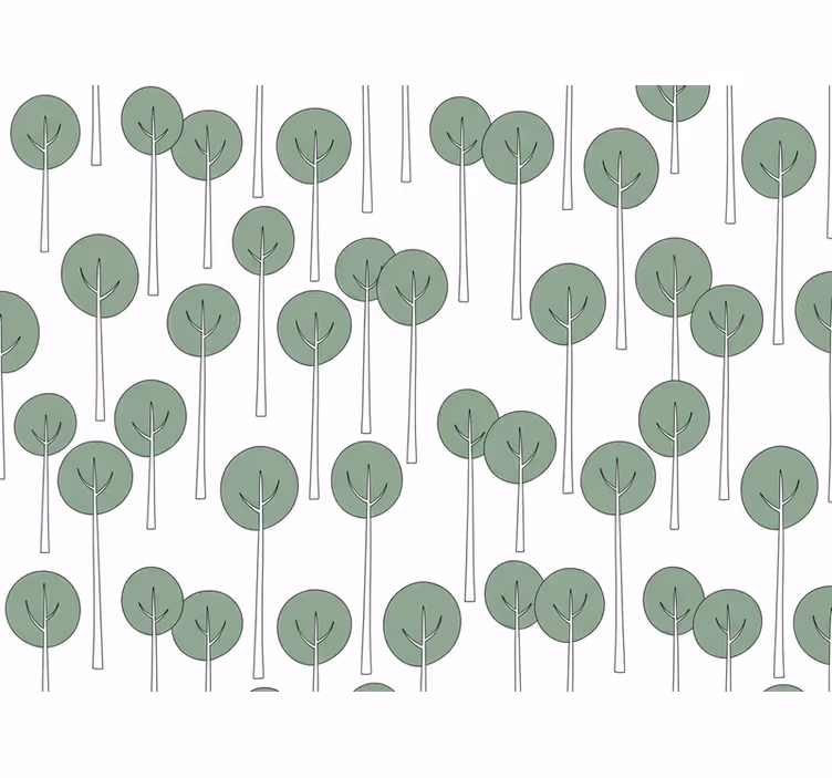 Papel pintado flores con patrón de árbol minimalista - TenVinilo