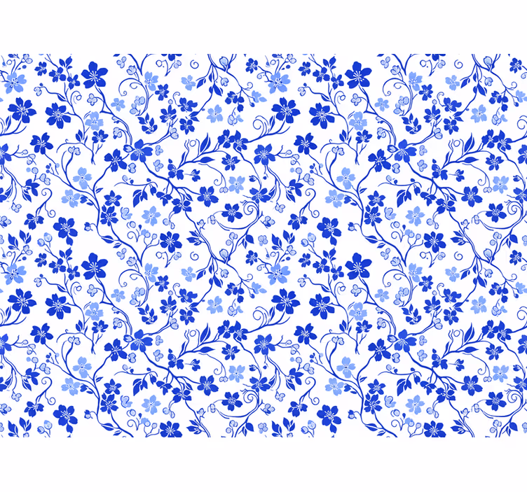 Papel pintado flores flor de cerezo azul - TenVinilo