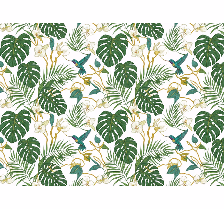 Papel pintado hojas jardín botánico esmeralda - TenVinilo