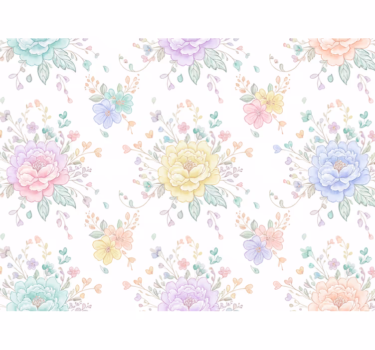 Papel pintado lila jardín floral pastel - TenVinilo