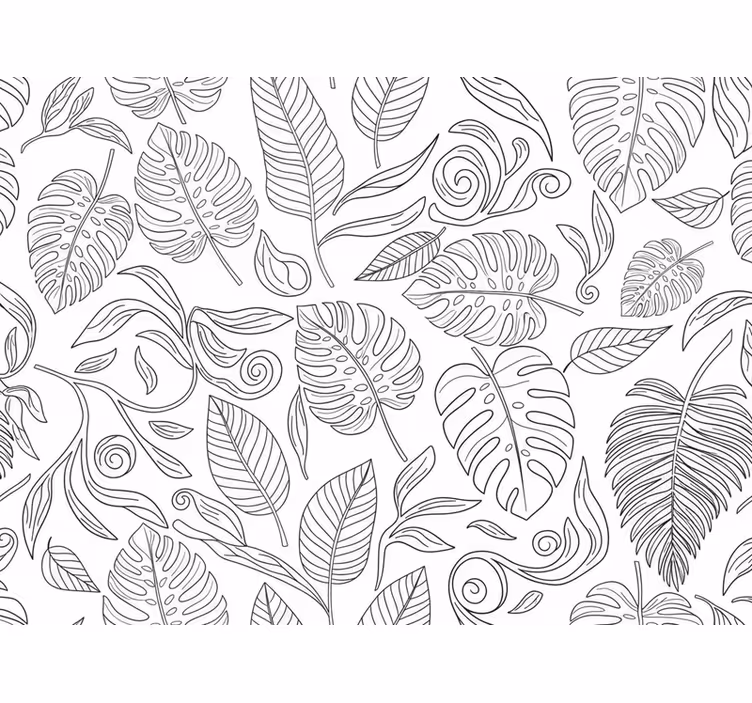 Papel pintado moderno botánico en blanco y negro - TenVinilo