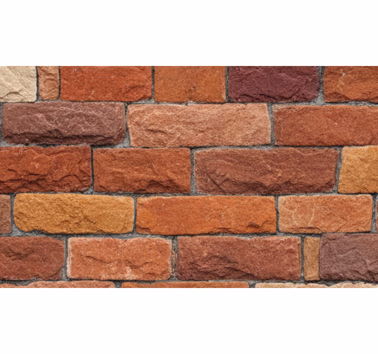 Papel pintado piedra ladrillos de piedra rojo naranja - TenVinilo