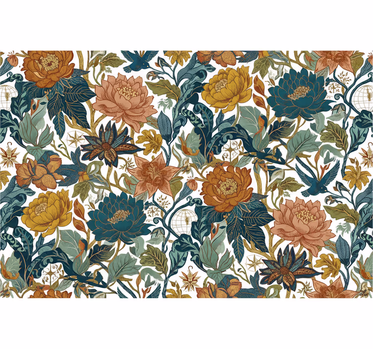Papel pintado flores estilo de viaje - TenVinilo