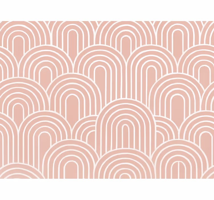 Papel pintado geométrico arcos retro rosa empolvado - TenVinilo