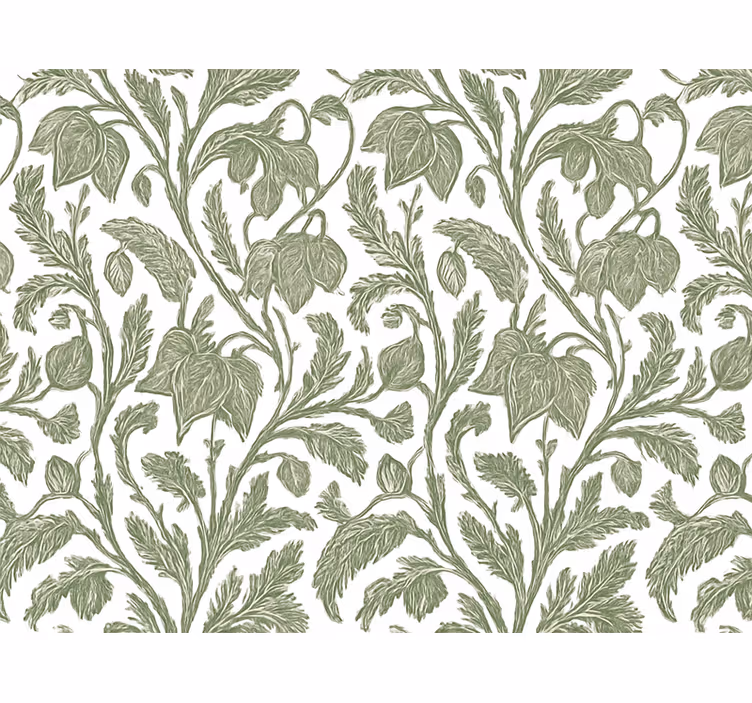 Papel pintado flores palmas exóticas verde barro - TenVinilo