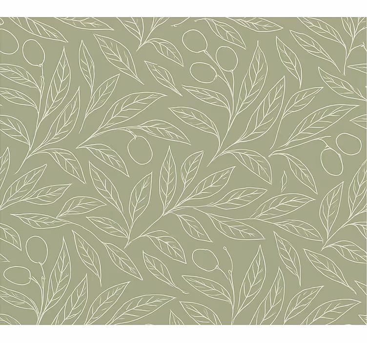Papel pintado hojas ramas de olivo verde sucio - TenVinilo