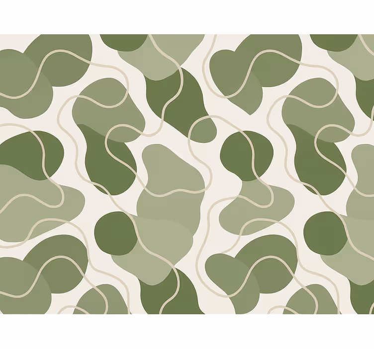 Papel pintado abstracto flujo orgánico verde barroso - TenVinilo