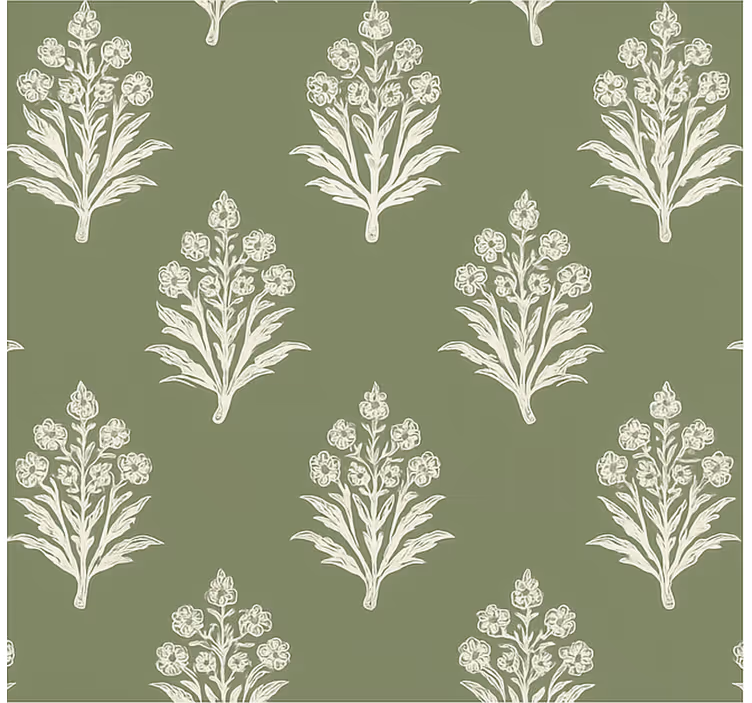 Papel pintado flores verde barro con motivos florales - TenVinilo