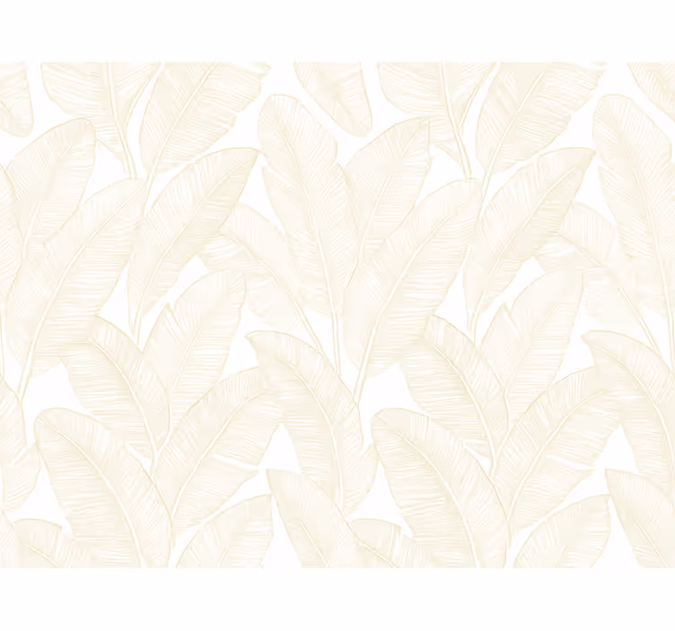 Papel pintado hojas hojas de plátano blanco cálido - TenVinilo