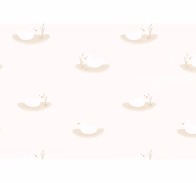 Papel pintado pájaros estanque de cisnes blanco cálido - TenVinilo