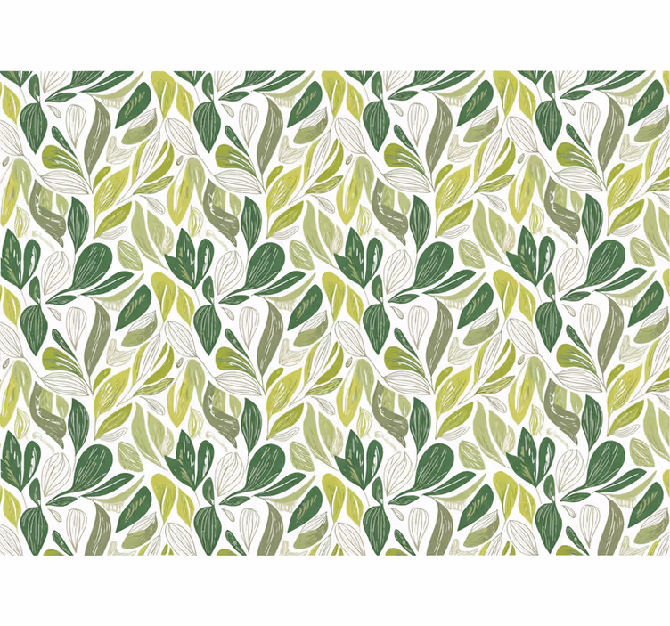 Papel pintado hojas motivo de hojas en verde y beige - TenVinilo