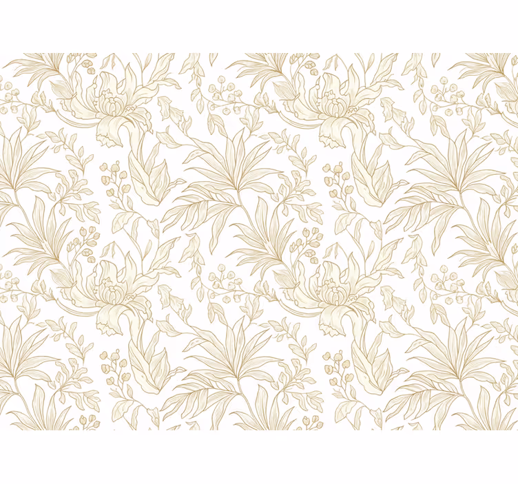 Papel pintado hojas floral beige jungla óptica - TenVinilo