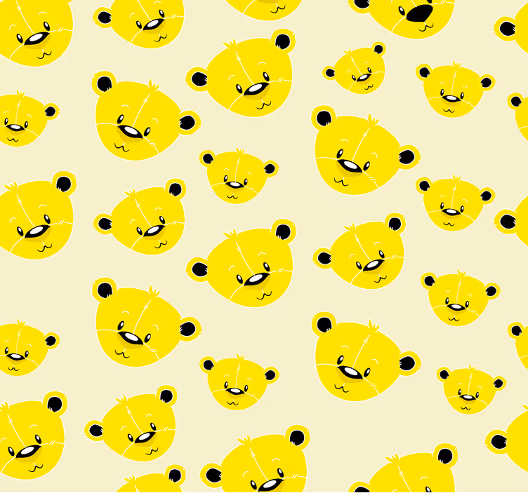 Papel pintado amarillo con estampado de osos - TenVinilo