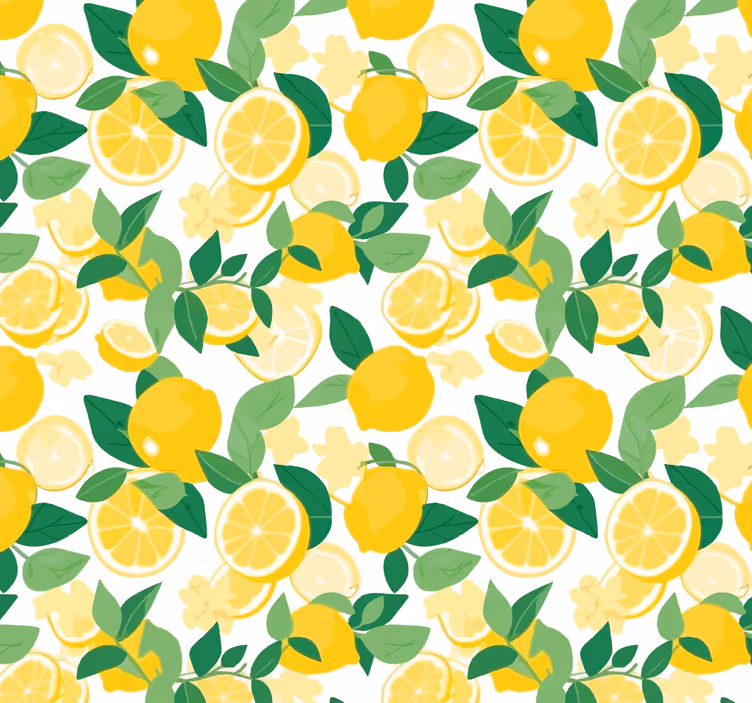 Papel pintado amarillo con diseño de rodajas de limón - TenVinilo