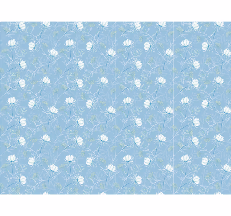 Papel pintado azul motivo de hojas botánicas - TenVinilo