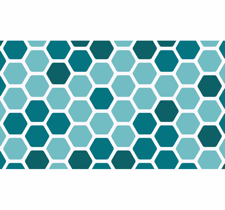 Papel pintado azul patrón de hexágonos turquesa - TenVinilo
