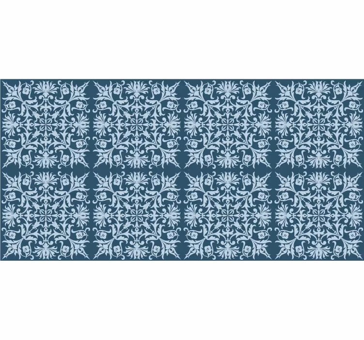 Papel pintado azul con patrón floral provincial francés - TenVinilo