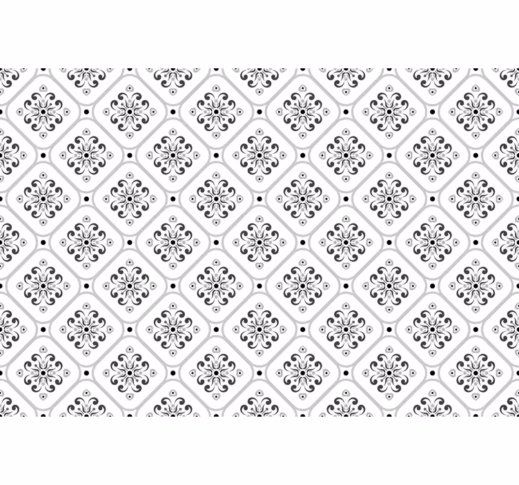 Papel pintado blanco con patrón de mosaico gris clásico - TenVinilo
