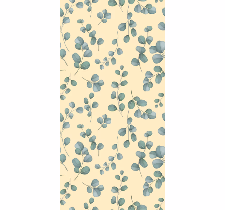 Papel pintado beige con diseño de hojas de eucalipto - TenVinilo