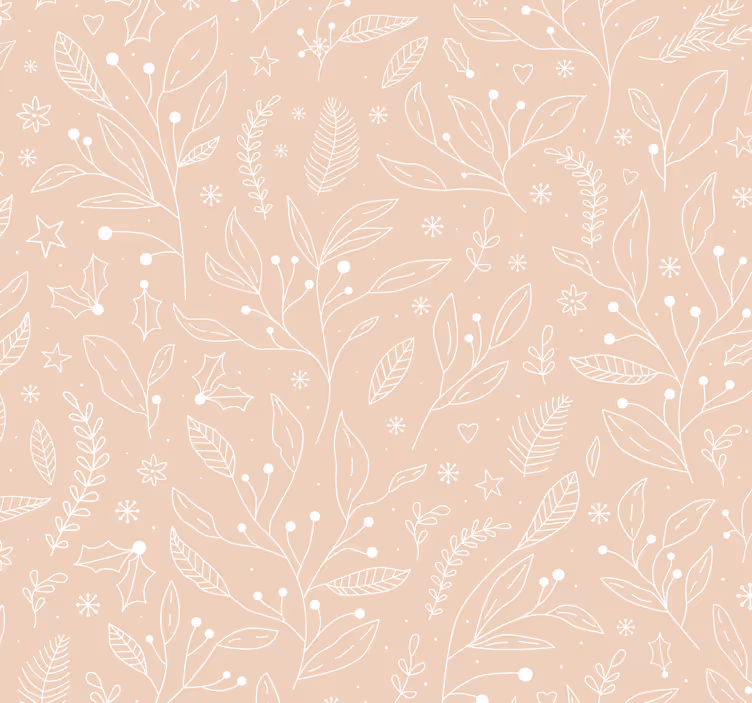 Papel pintado beige plantas navideñas - TenVinilo