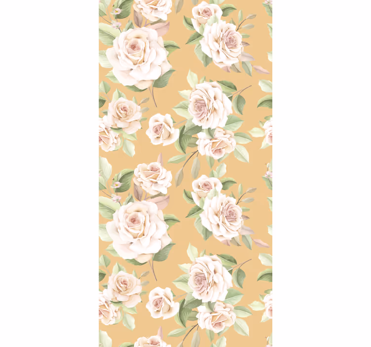 Papel pintado beige patrón rosas provinciales - TenVinilo