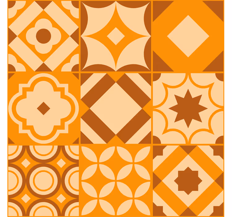 Papel pintado naranja azulejos rústicos - TenVinilo