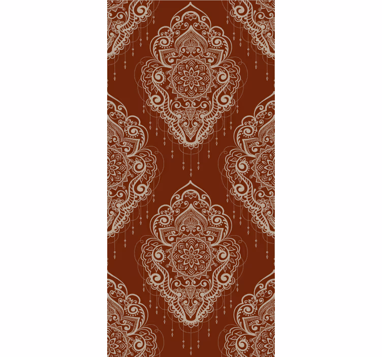 Papel pintado rojo ornamento mehndi elegante - TenVinilo