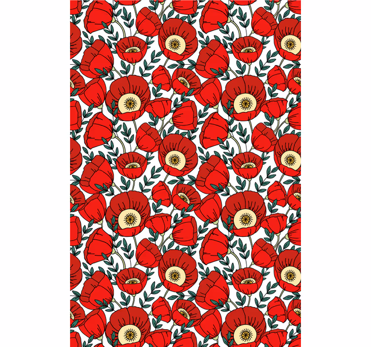 Papel pintado rojo amapolas rojas clásicas - TenVinilo