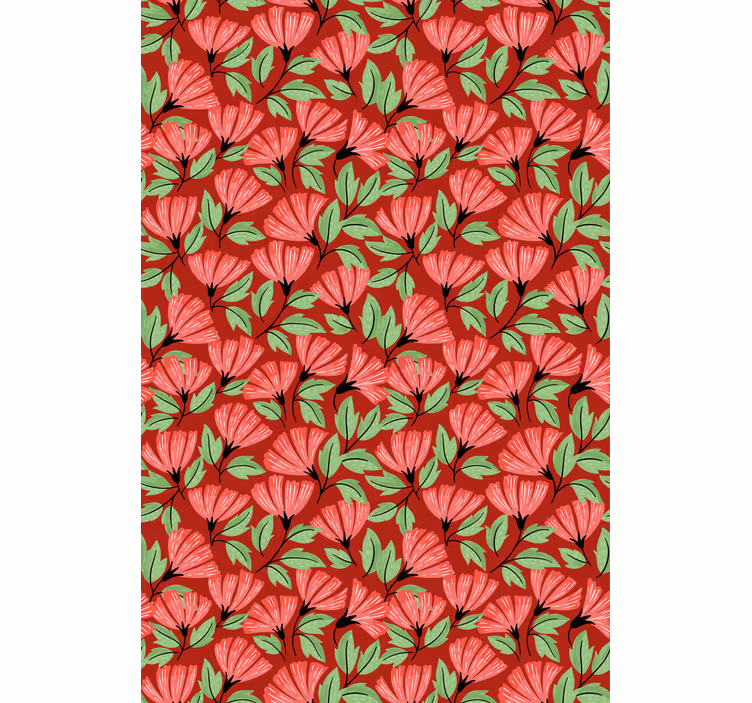 Papel pintado rojo patrón vintage rojo - TenVinilo