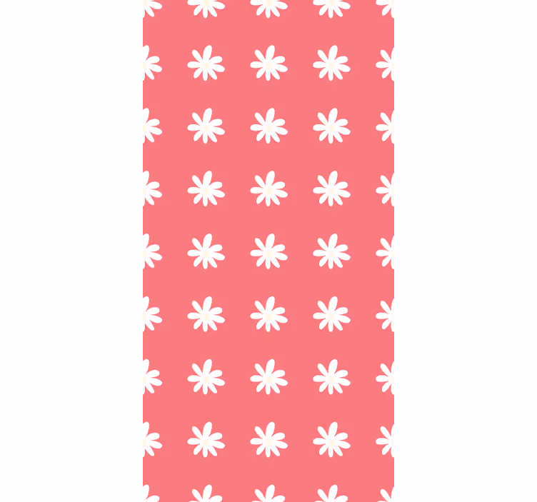 Papel pintado rojo con margaritas sobre fondo rosa - TenVinilo
